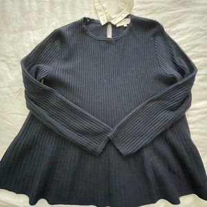 SEZANE SWING SWEATER SIZE MEDIUM NAVY + CAMEL